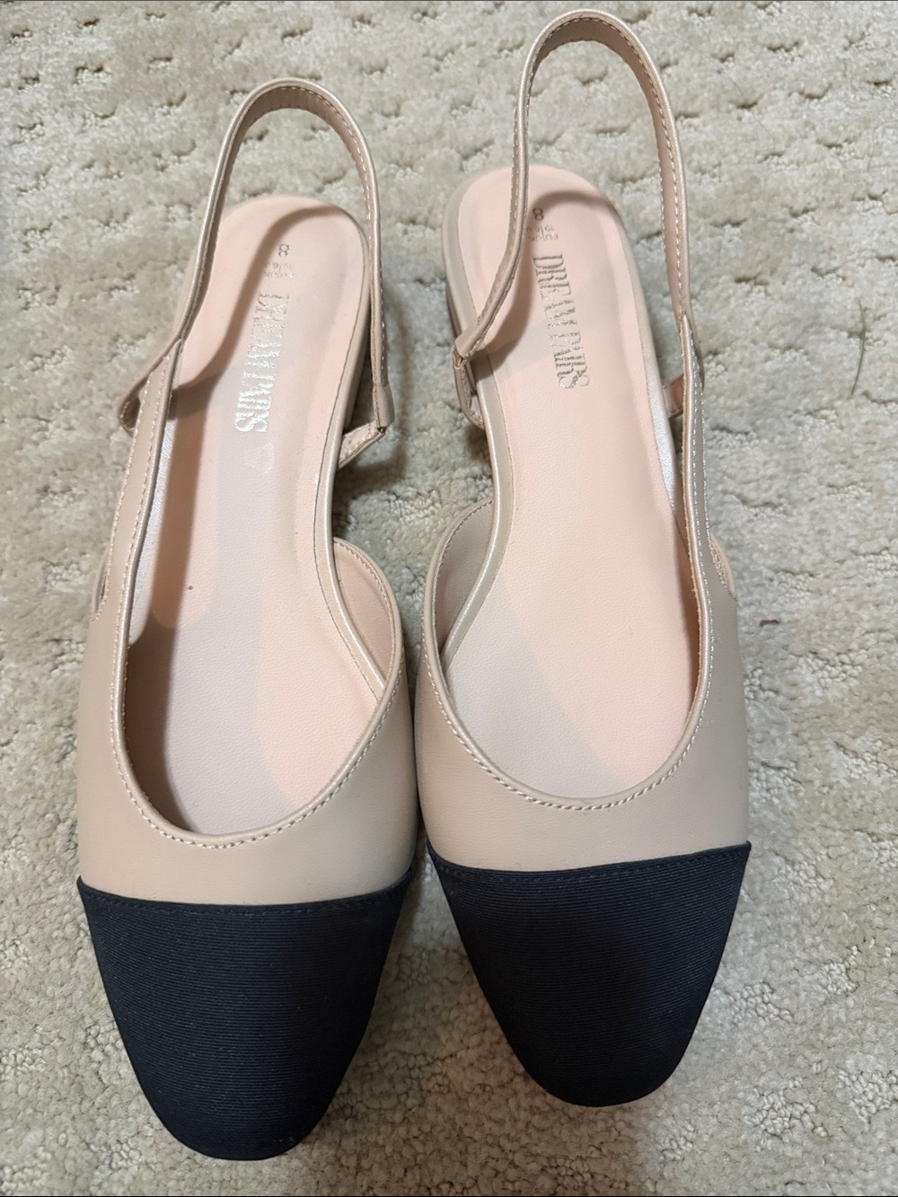 Dream Pairs Nude and Black Two-Tone Slingback Flats